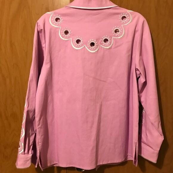 Vintage Bob Mackie Wearable Art Western Shirt Laser Cut Button Down Size Medium - Picture 5 of 10